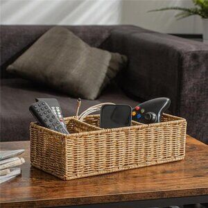 NEW 1pc Wicker Basket With 3 Compartments, Woven Baskets for Organizing,